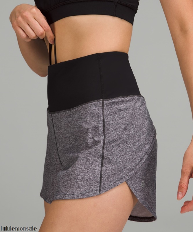 Lululemon Damen DELULU374 | Heather Lux Multi Black Speed ​​Up High Rise Lined Short 4